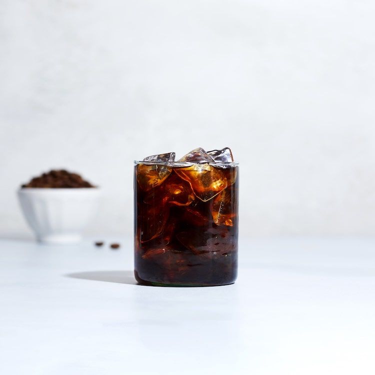 a glass of iced coffee