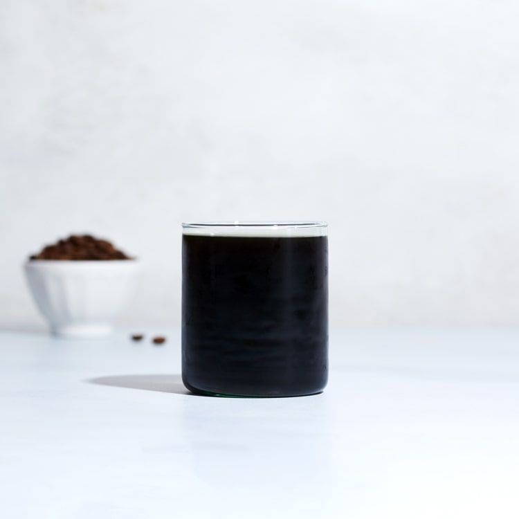 black cold brew in a glass